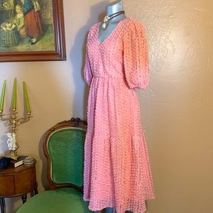 LA VEN Rosette Flower Child Garden Party Dress.  Sz XS